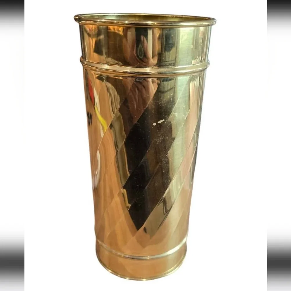 Bristol Brass & Copper Inc Solid Brass Swirl Vase Lacquered Finish Made in USA